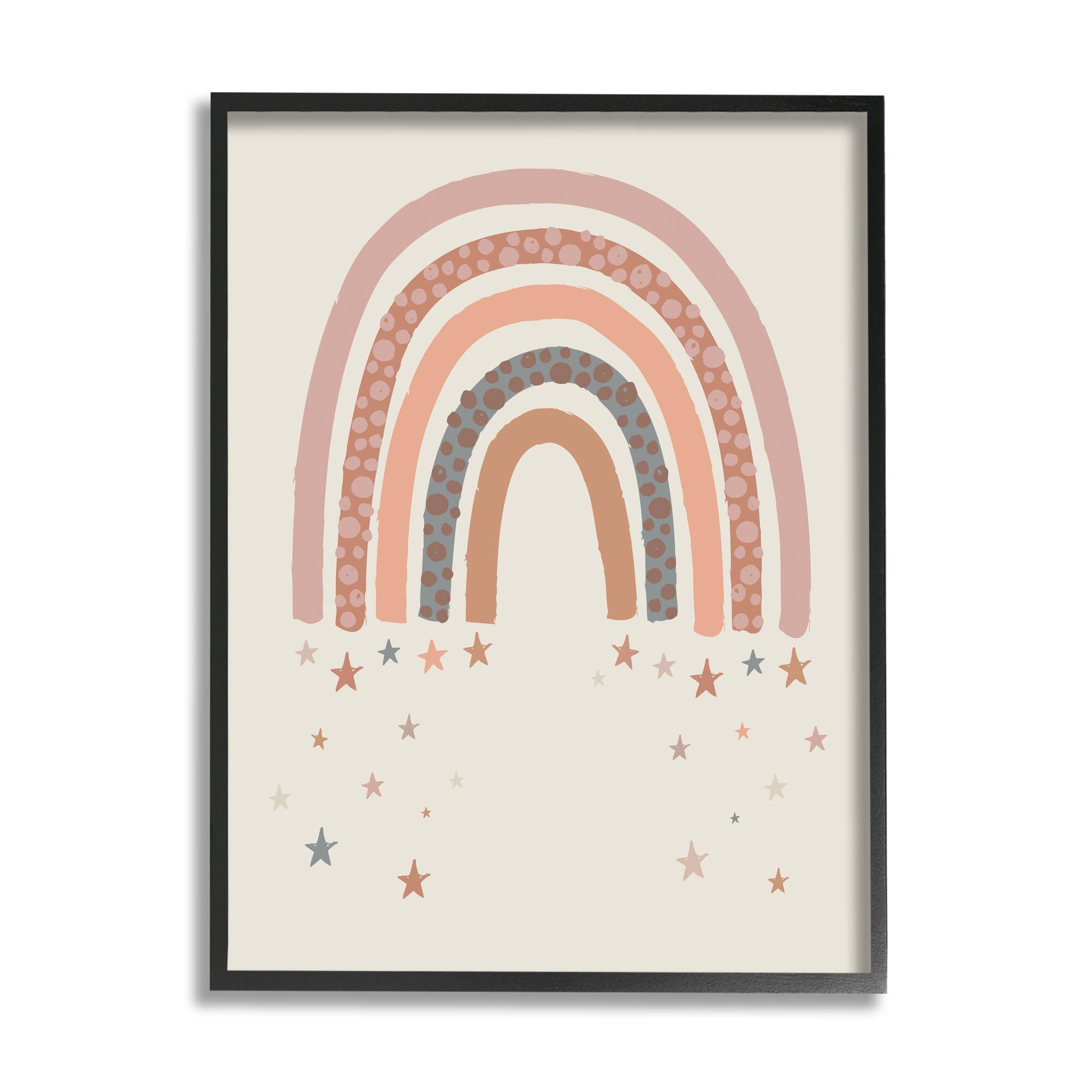 Stupell Industries Desert Rainbow Falling Stars Beige Pink in Frame Wall Art
